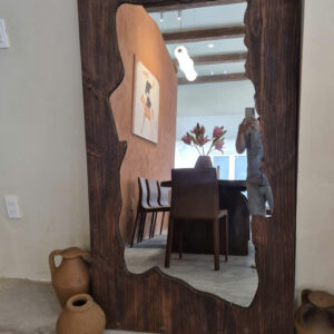 Gương trang trí khung gỗ phong cách wabisabi