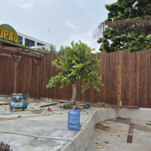 Ốp gỗ tường rào